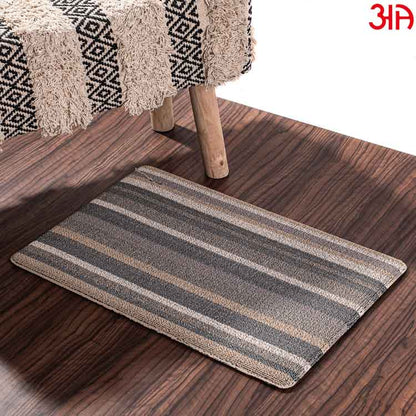 Hoopla stripe pvc front door mat