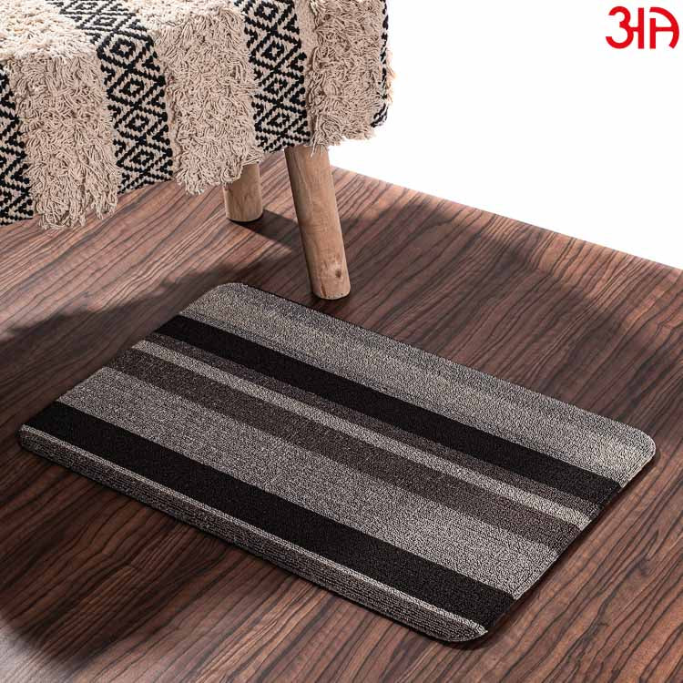 Hoopla stripe pvc front door mat