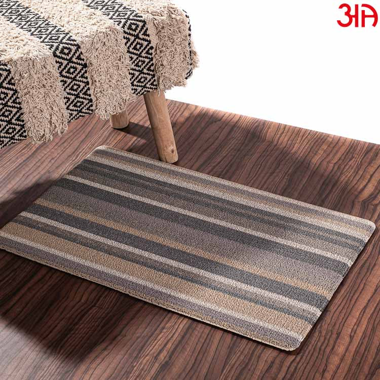 Hoopla stripe pvc front door mat