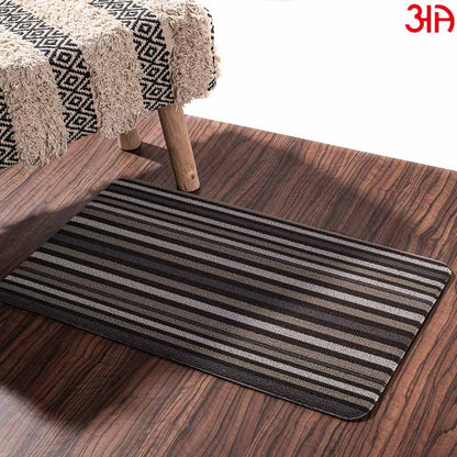 Hoopla stripe pvc front door mat