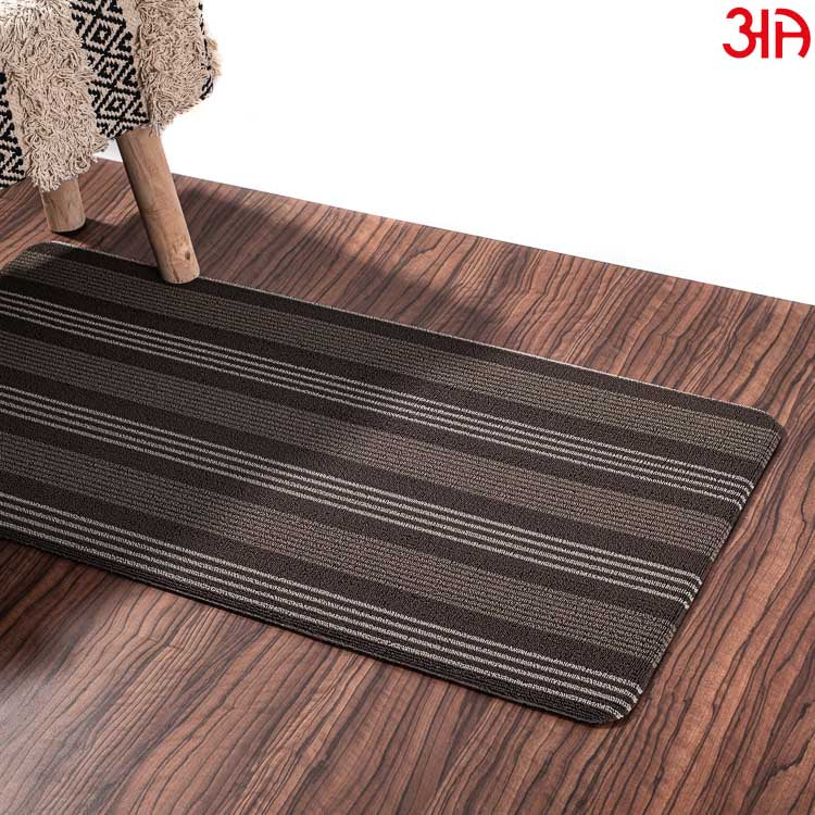 Coffee Hoopla stripe Pvc Front Anti Skid Mat (51x99) CM