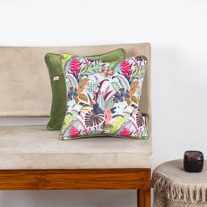 Tropical Paradise Velvet Cushion – 16 × 16 in Dgn-24
