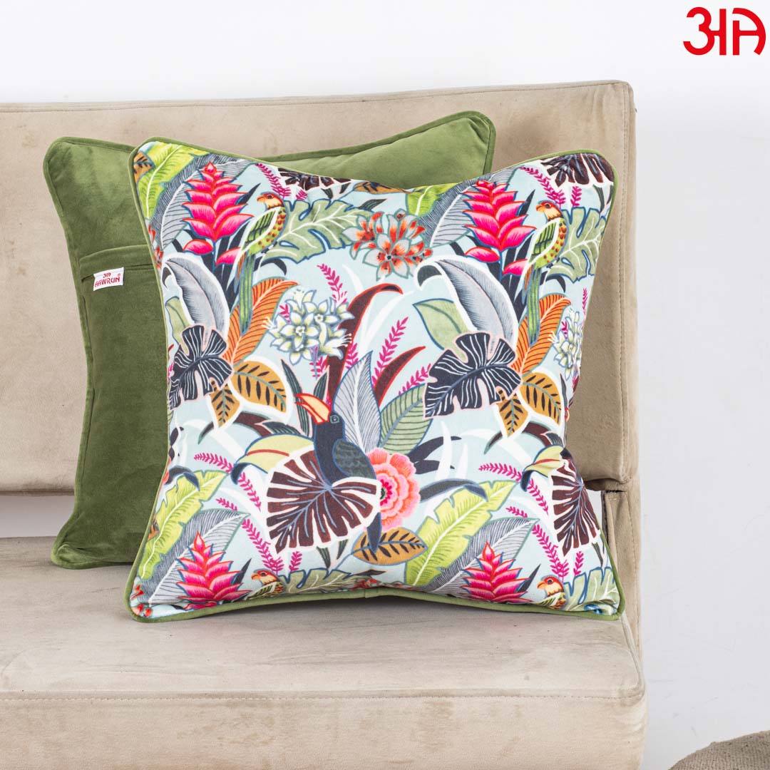 Tropical Paradise Velvet Cushion – 16 × 16 in Dgn-24