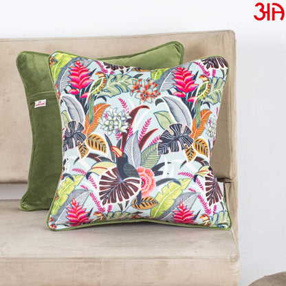 Tropical Paradise Velvet Cushion – 16 × 16 in Dgn-24