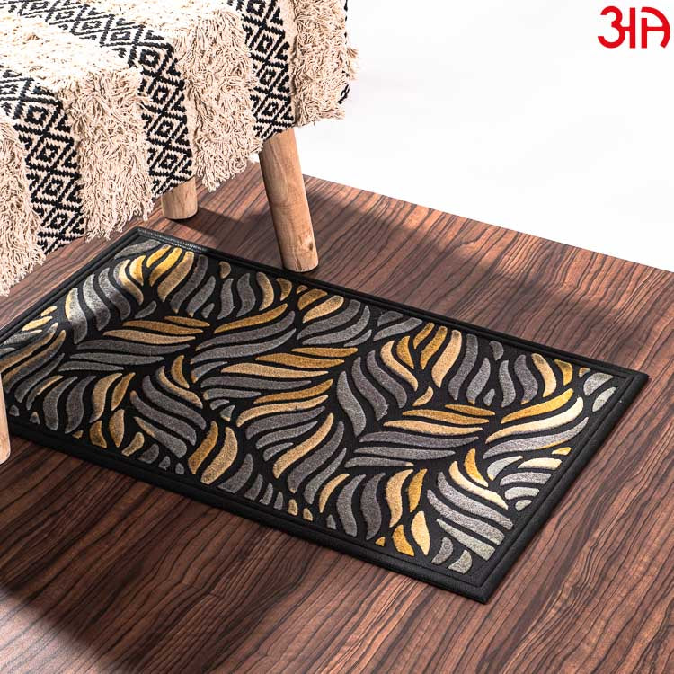 Mustard And Grey Anti Skid Durable Material PP Mat (45x75) CM