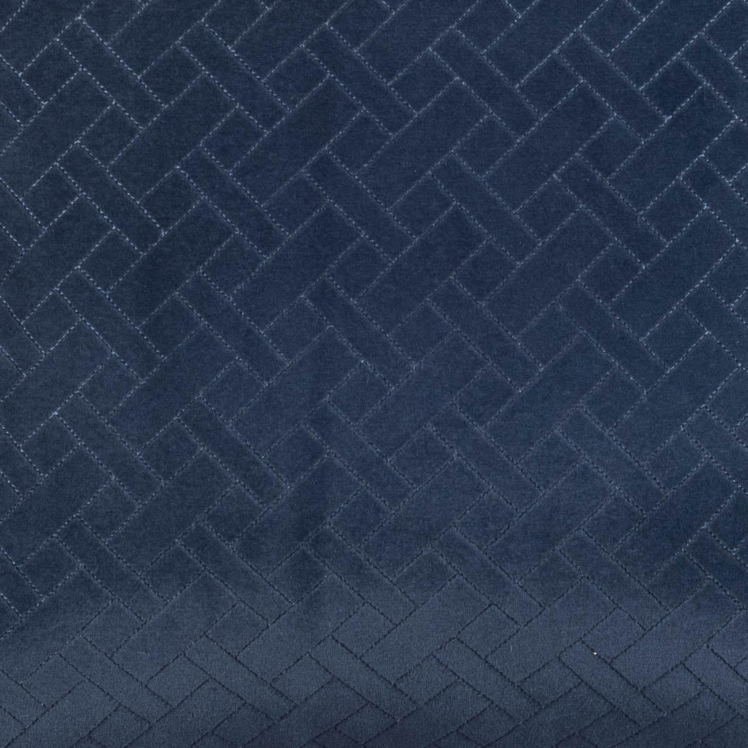 Navy Blue Chevron Weave Velvet Cushion – 16 × 16 in