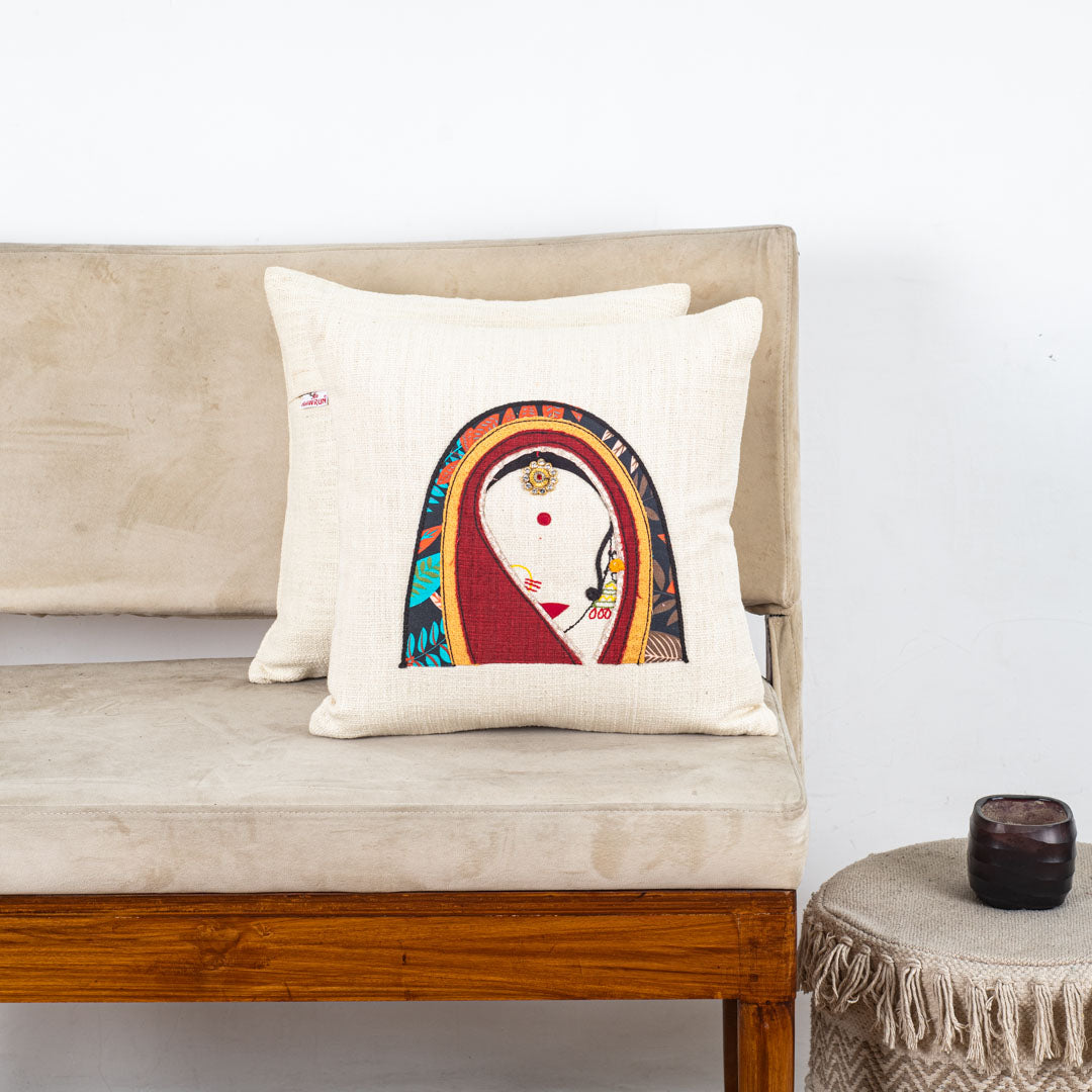 Rajasthani Women Patch Work Cushion Cover