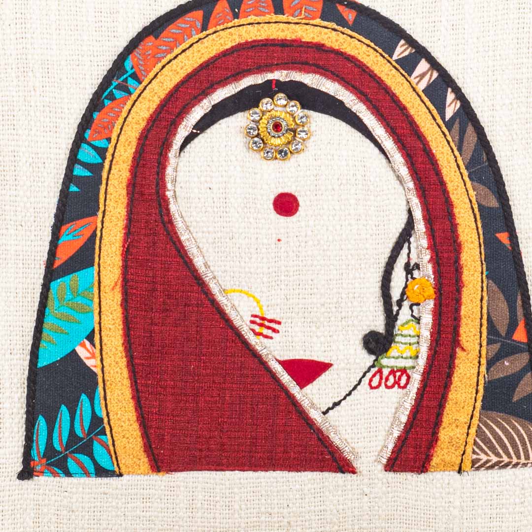 Rajasthani Women Patch Work Cushion Cover