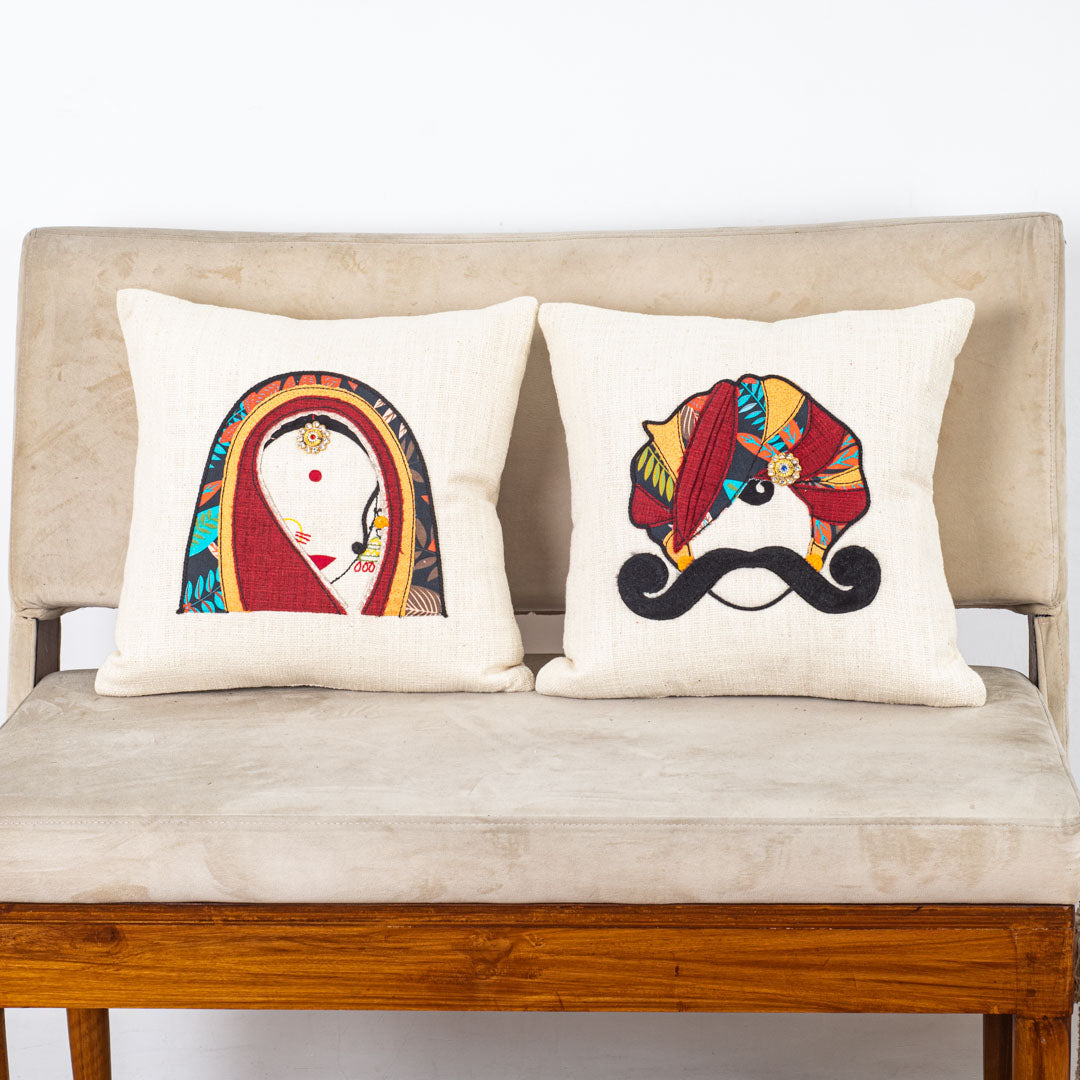 MR. RAJASTHAN And MRS. RAJASTHAN Combo Traditional Cushion Cover