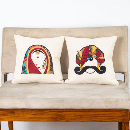 MR. RAJASTHAN And MRS. RAJASTHAN Combo Traditional Cushion Cover