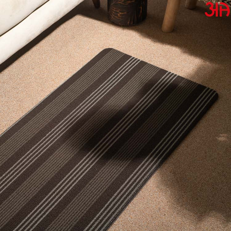 Coffee Hoopla stripe Pvc Front Anti Skid Mat (51x99) CM