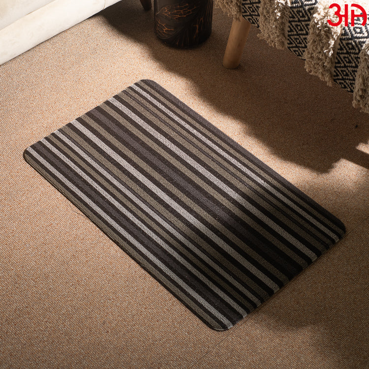 Hoopla stripe pvc front door mat