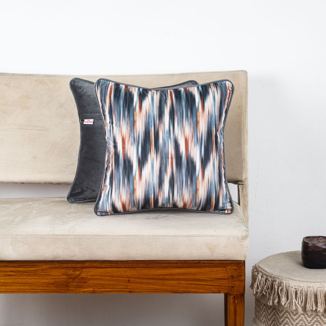 Urban Brushstroke Velvet Cushion – 16 × 16 in Dgn-25