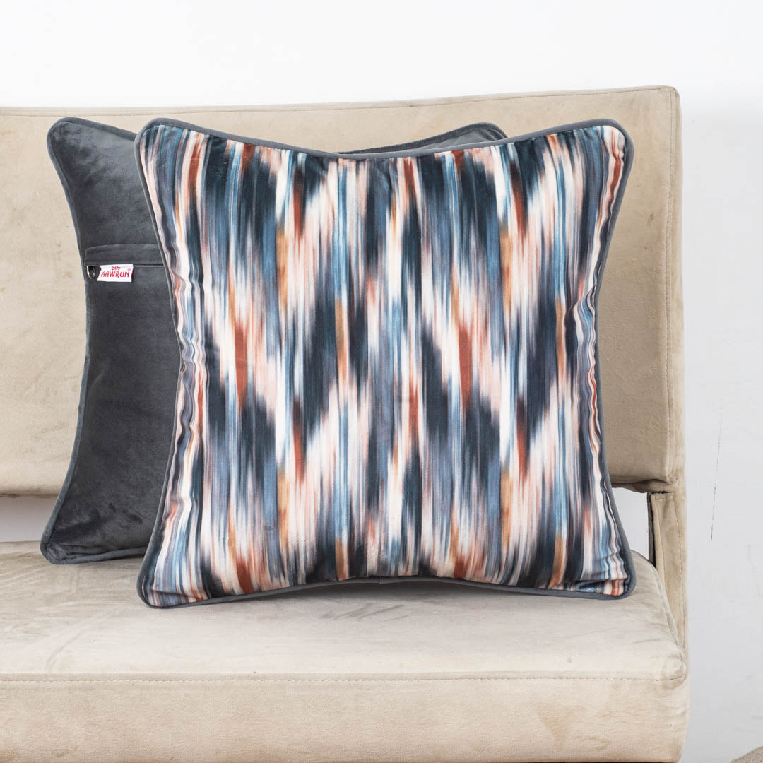 Urban Brushstroke Velvet Cushion – 16 × 16 in Dgn-25