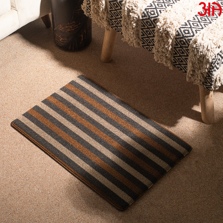 Hoopla stripe pvc front door mat