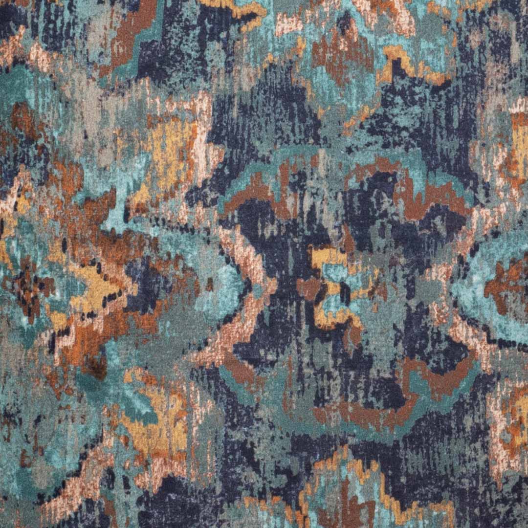 Antique Teal Medallion Velvet Cushion – 16 × 16 in Dgn-27