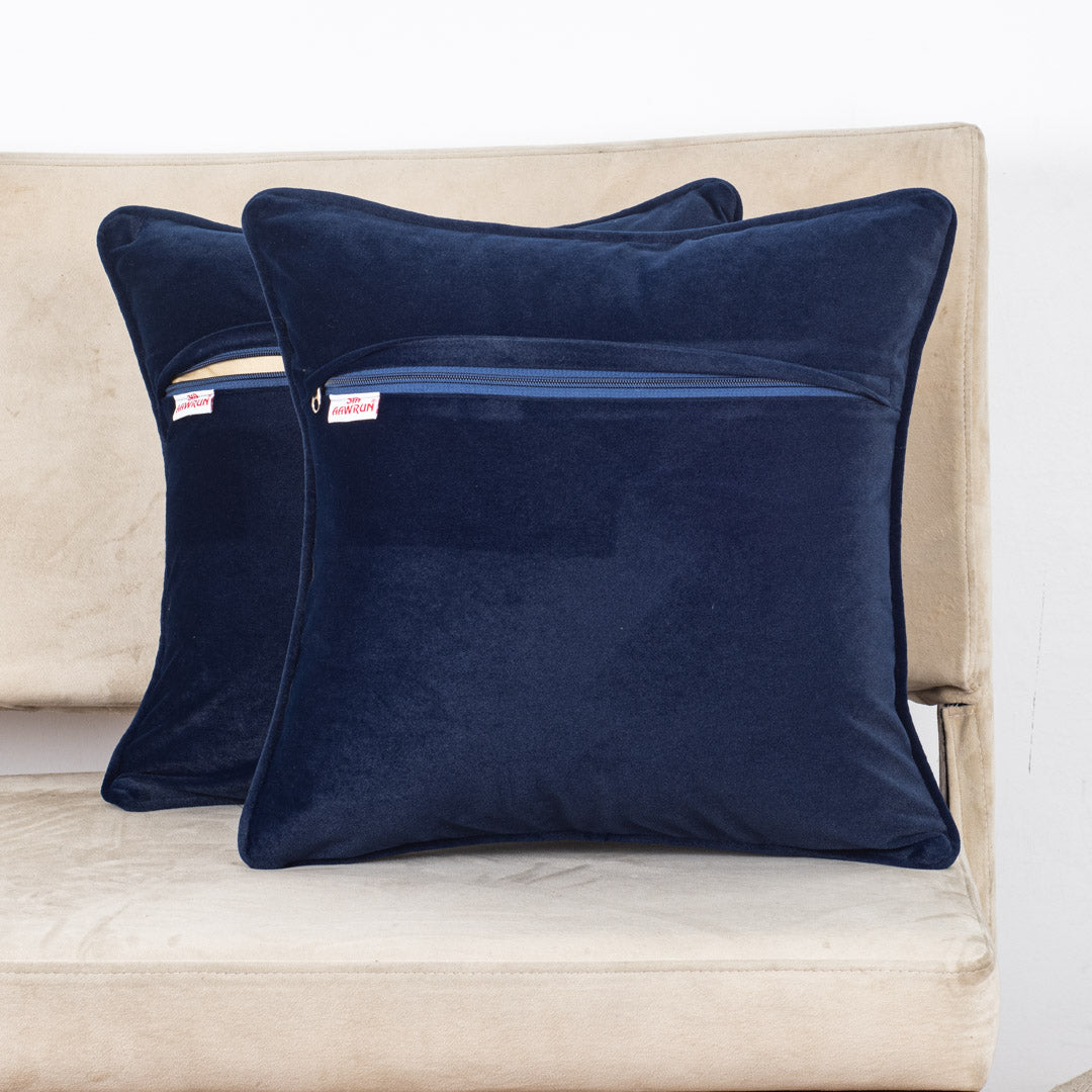 Antique Teal Medallion Velvet Cushion – 16 × 16 in Dgn-27