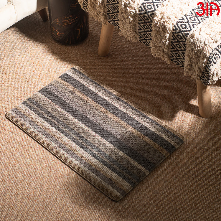 Hoopla stripe pvc front door mat