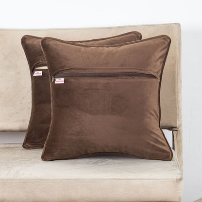 Rust Ikat Chevron Velvet Cushion – 16 × 16 in Dgn-28