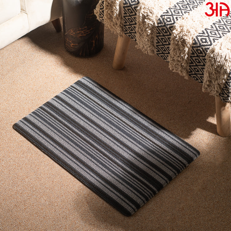 Grey Hoopla Stripe Pvc Front Door Mat (40x60)CM