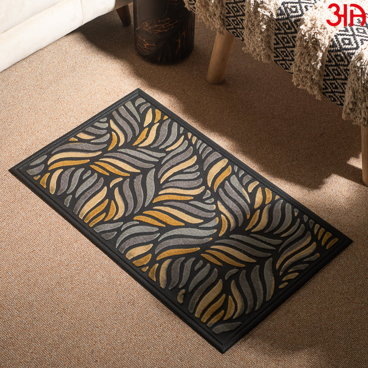 Mustard And Grey Anti Skid Durable Material PP Mat (45x75) CM