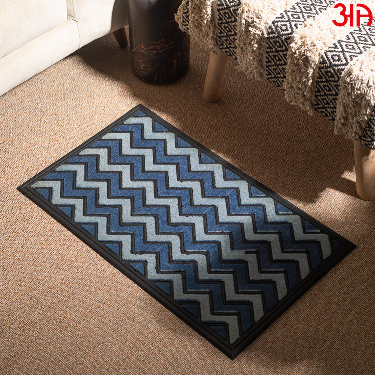 Sky Blue And Blue Anti Skid Durable Material PP Mat (45x75) CM