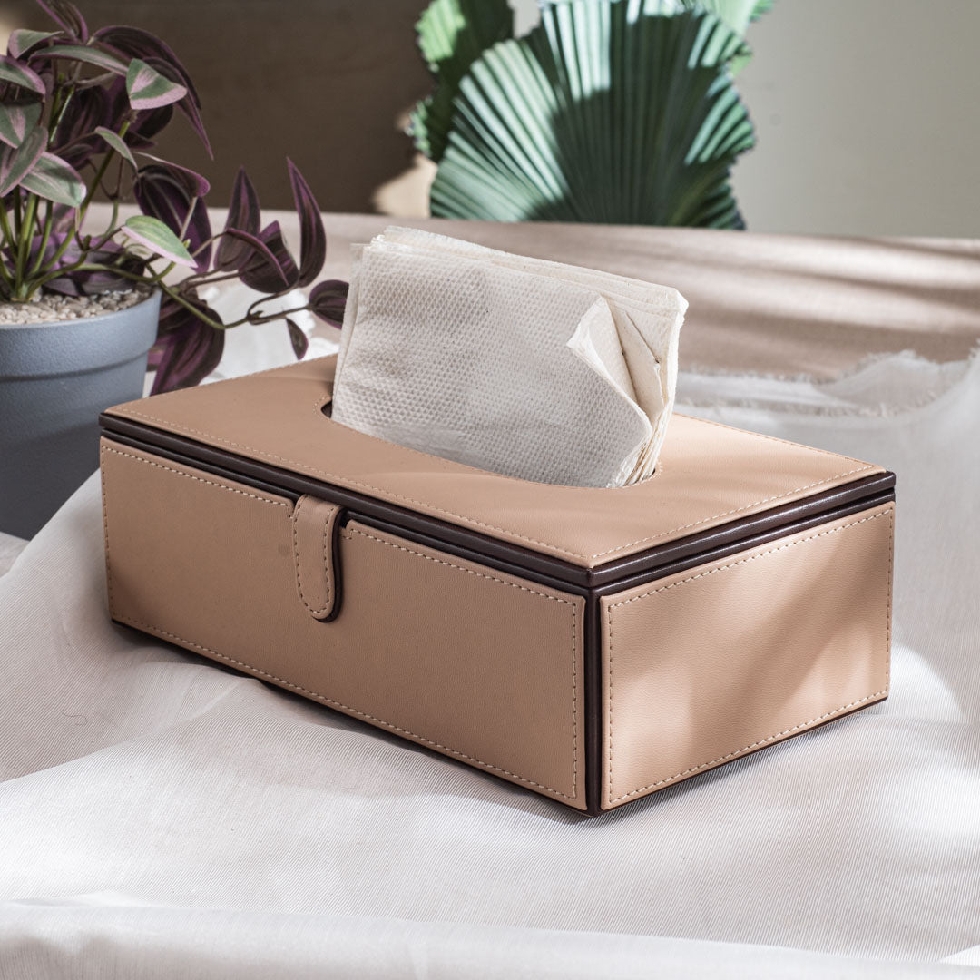 Vegan Leather Tissue Box Holder – 24 × 14 × 8 cm DGN-25