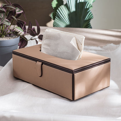 Vegan Leather Tissue Box Holder – 24 × 14 × 8 cm DGN-25