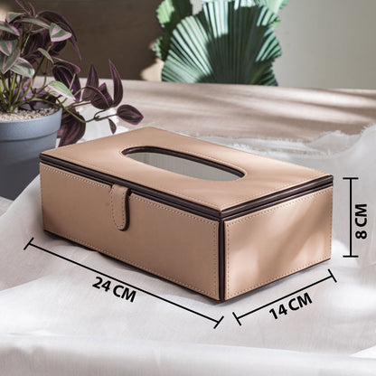 Vegan Leather Tissue Box Holder – 24 × 14 × 8 cm DGN-25