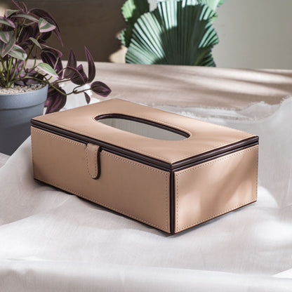 Vegan Leather Tissue Box Holder – 24 × 14 × 8 cm DGN-25