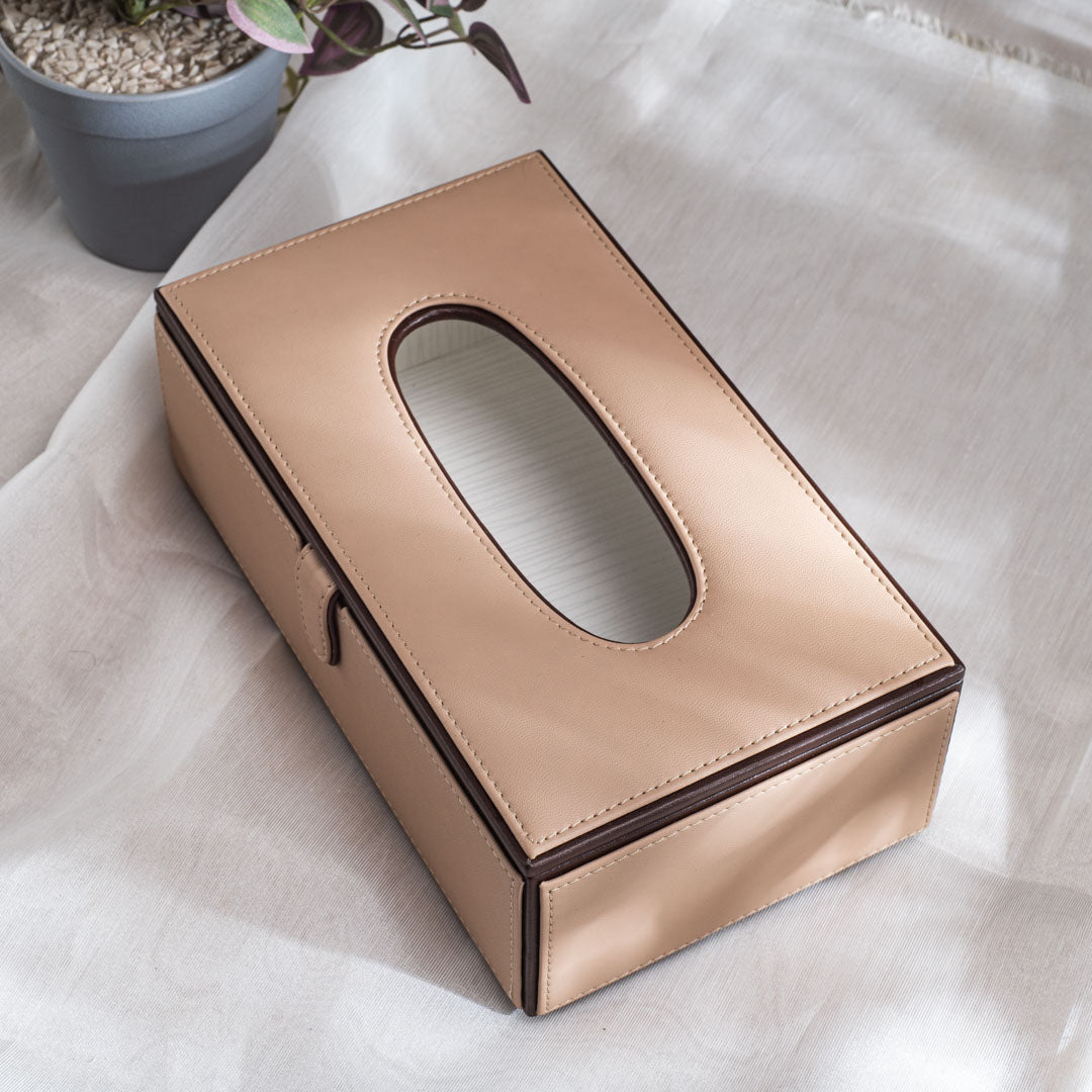 Vegan Leather Tissue Box Holder – 24 × 14 × 8 cm DGN-25