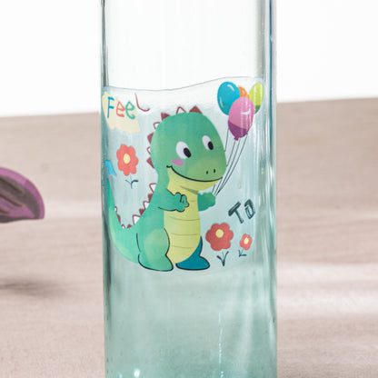 Cute Dino Green Glass Water Bottle – 500ml -23×6.5 cm