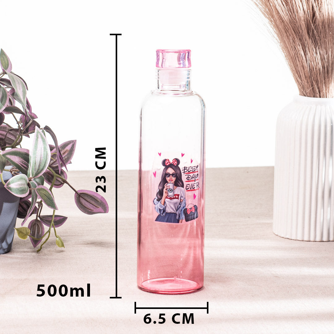 Cute Diva Pink Glass Bottle – 500ml-23×6.5 cm