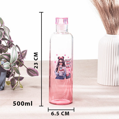 Cute Diva Pink Glass Bottle – 500ml-23×6.5 cm