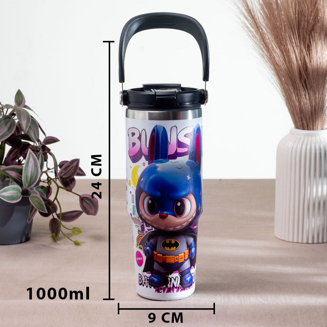 Labubu Batman Edition Anti-Rust Metallic Tumbler – 1000ml-24×9 cm