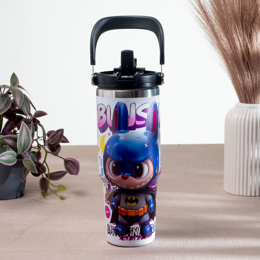 Labubu Batman Edition Anti-Rust Metallic Tumbler – 1000ml-24×9 cm
