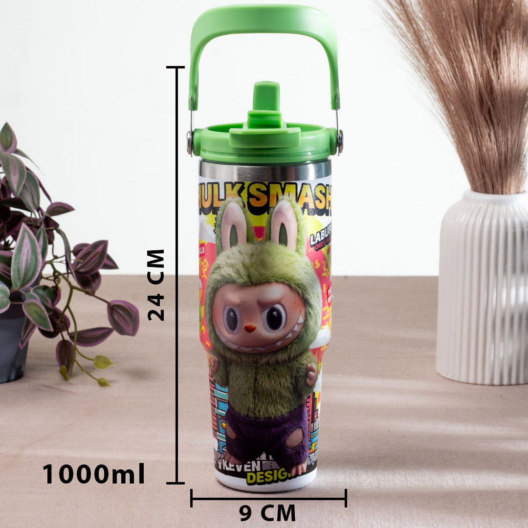 Labubu Mokoko Spring Edition Anti-Rust Metallic Tumbler – 1000ml-24×9 cm