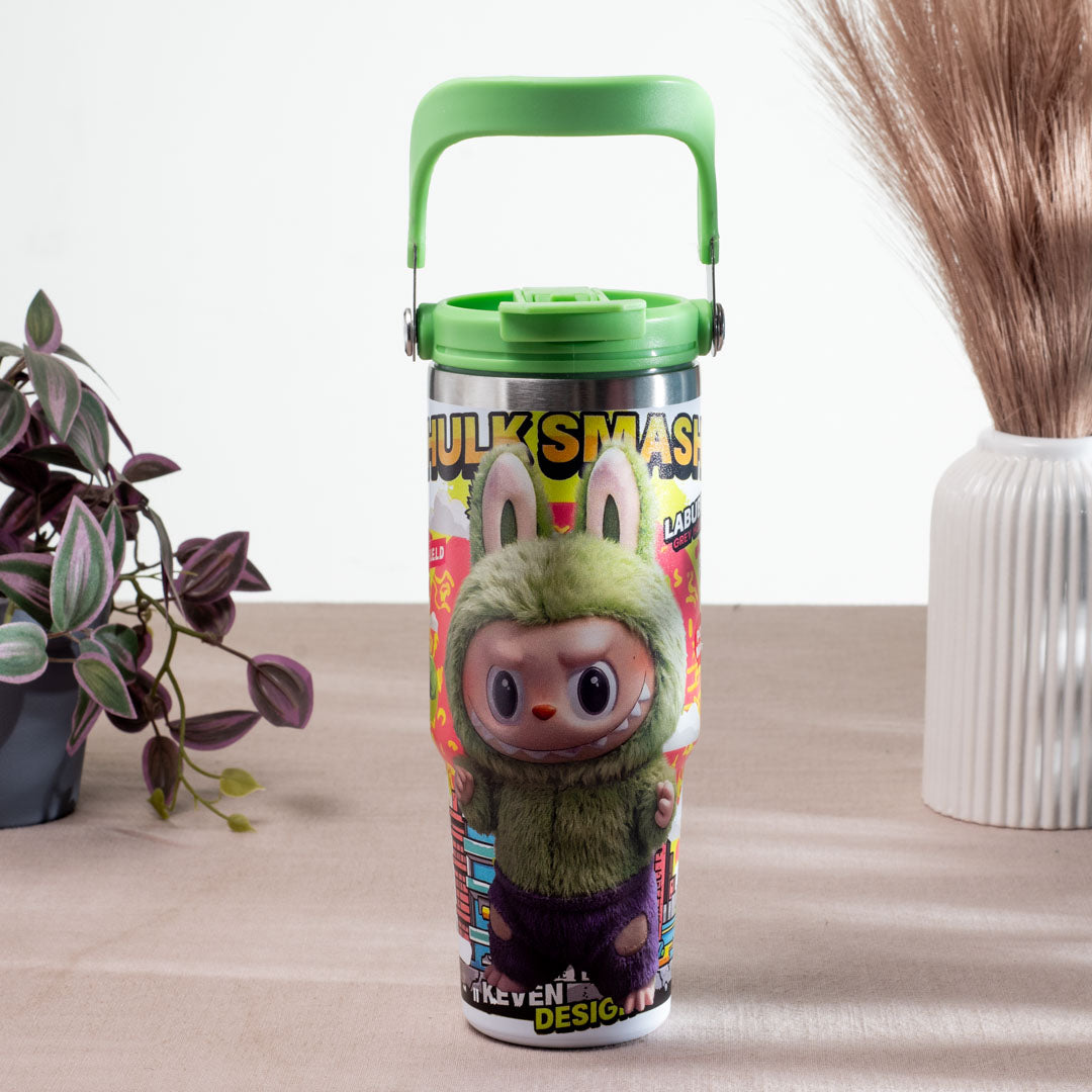 Labubu Mokoko Spring Edition Anti-Rust Metallic Tumbler – 1000ml-24×9 cm