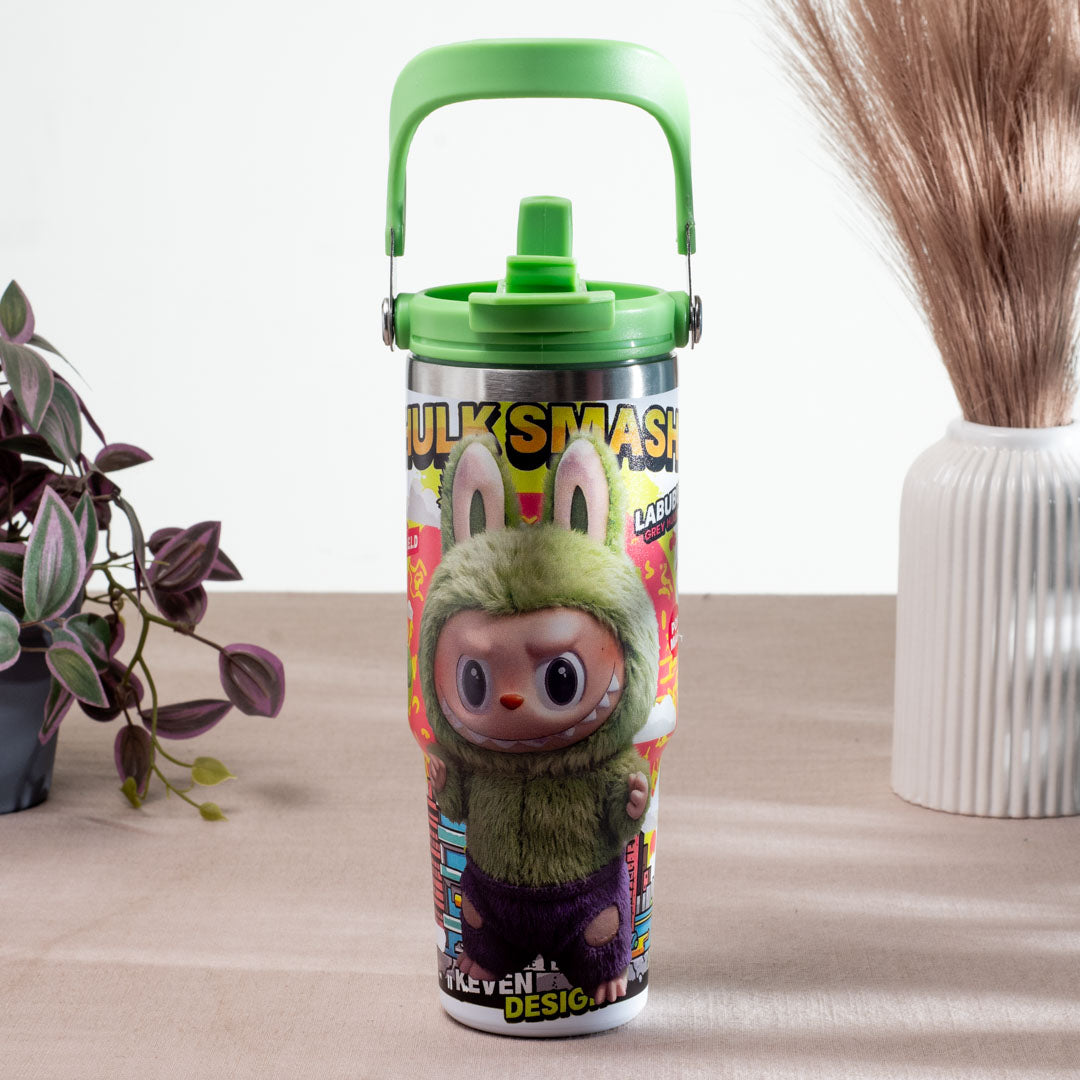 Labubu Mokoko Spring Edition Anti-Rust Metallic Tumbler – 1000ml-24×9 cm