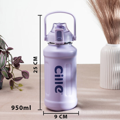 Cille Insulated Water Bottle - Anti-Rust Metallic Body, Purple (25x9 cm)