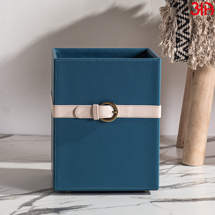 Buckle Design Leather Dustbin (21x21x26) CM