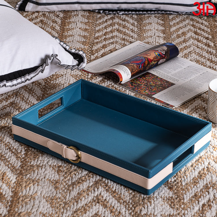 Vegan Leather Rectangular Serving Tray 38x26x6 cm