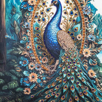 Green Peacock Printed Velvet Cushion Cover 16x16 Inch