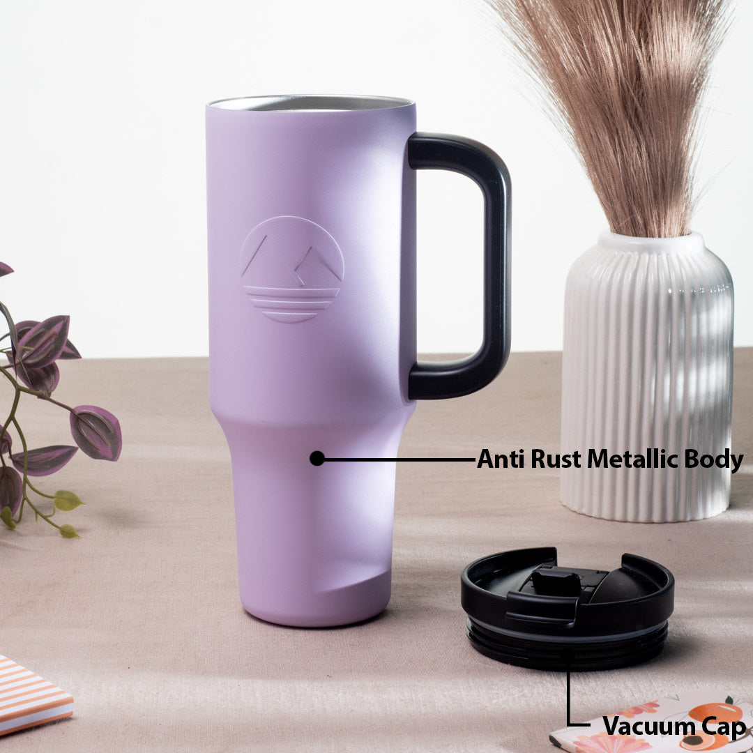 Premium 27x10 cm Anti-Rust Metallic Travel Tumbler with Vacuum Cap – Insulated Mug