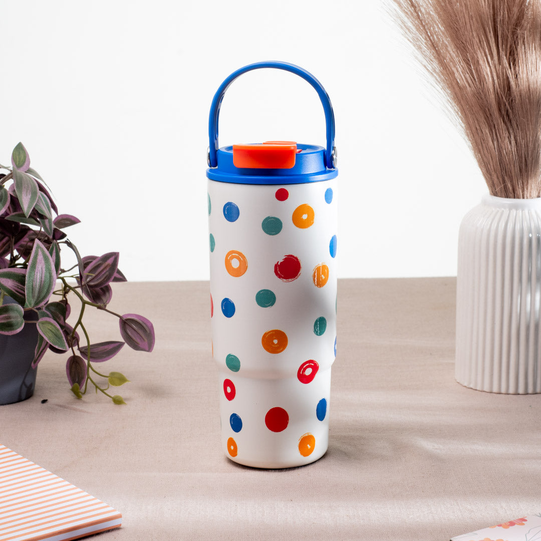 Vogue Matte  Polka Dot Anti-Rust Metallic Tumbler – 800ml-22×8 cm