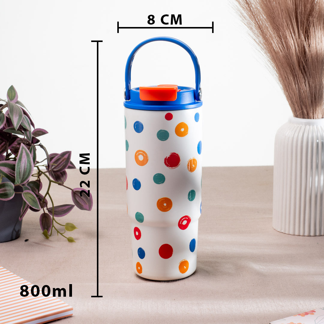 Vogue Matte  Polka Dot Anti-Rust Metallic Tumbler – 800ml-22×8 cm