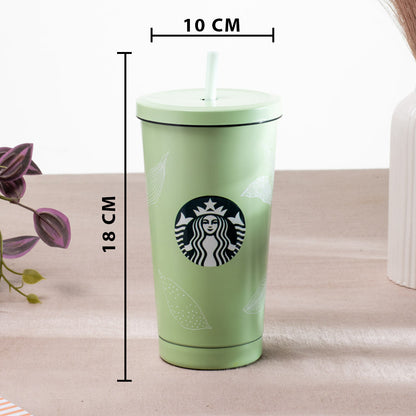Starbucks Vacuum Insulated Tumbler - Anti-Rust Metallic Body with Straw (18x10 cm)