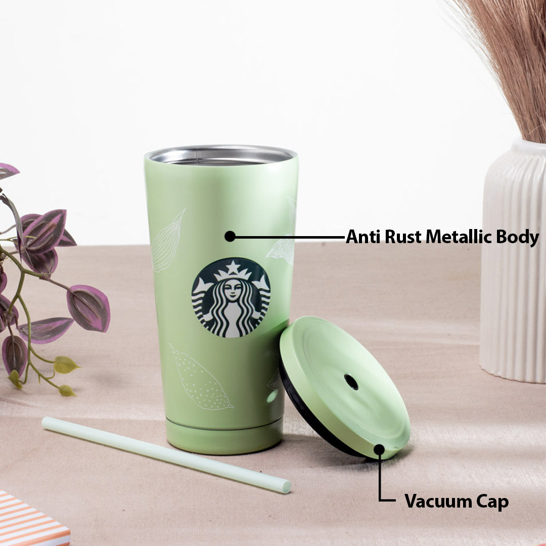 Starbucks Vacuum Insulated Tumbler - Anti-Rust Metallic Body with Straw (18x10 cm)