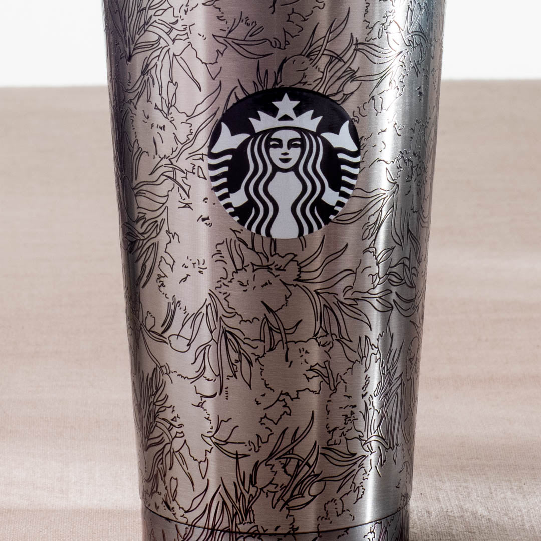 Silver Starbucks Vacuum Insulated Tumbler - Anti-Rust Metallic Body with Straw (18x10 cm)