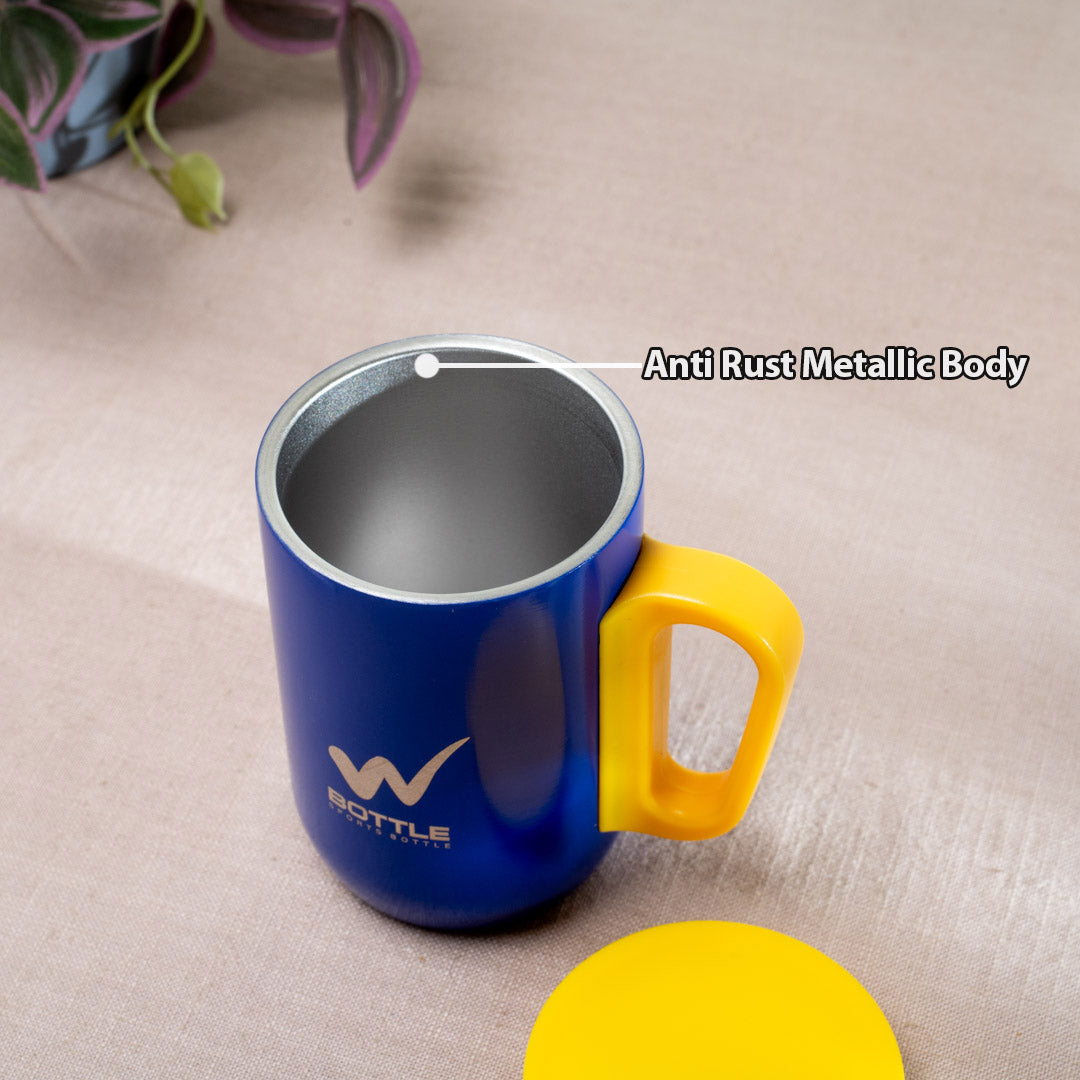 Matte Blue-Yellow Anti-Rust Metallic Mug – 280ml-10×6 cm